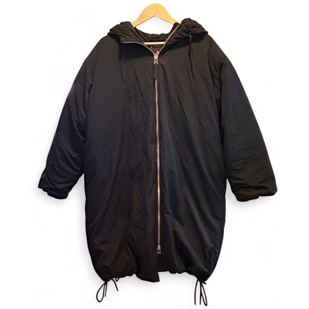 Everlane Re:Down Sleeping Bag Puffer Coat Black XL Recycled Long Parka Hooded